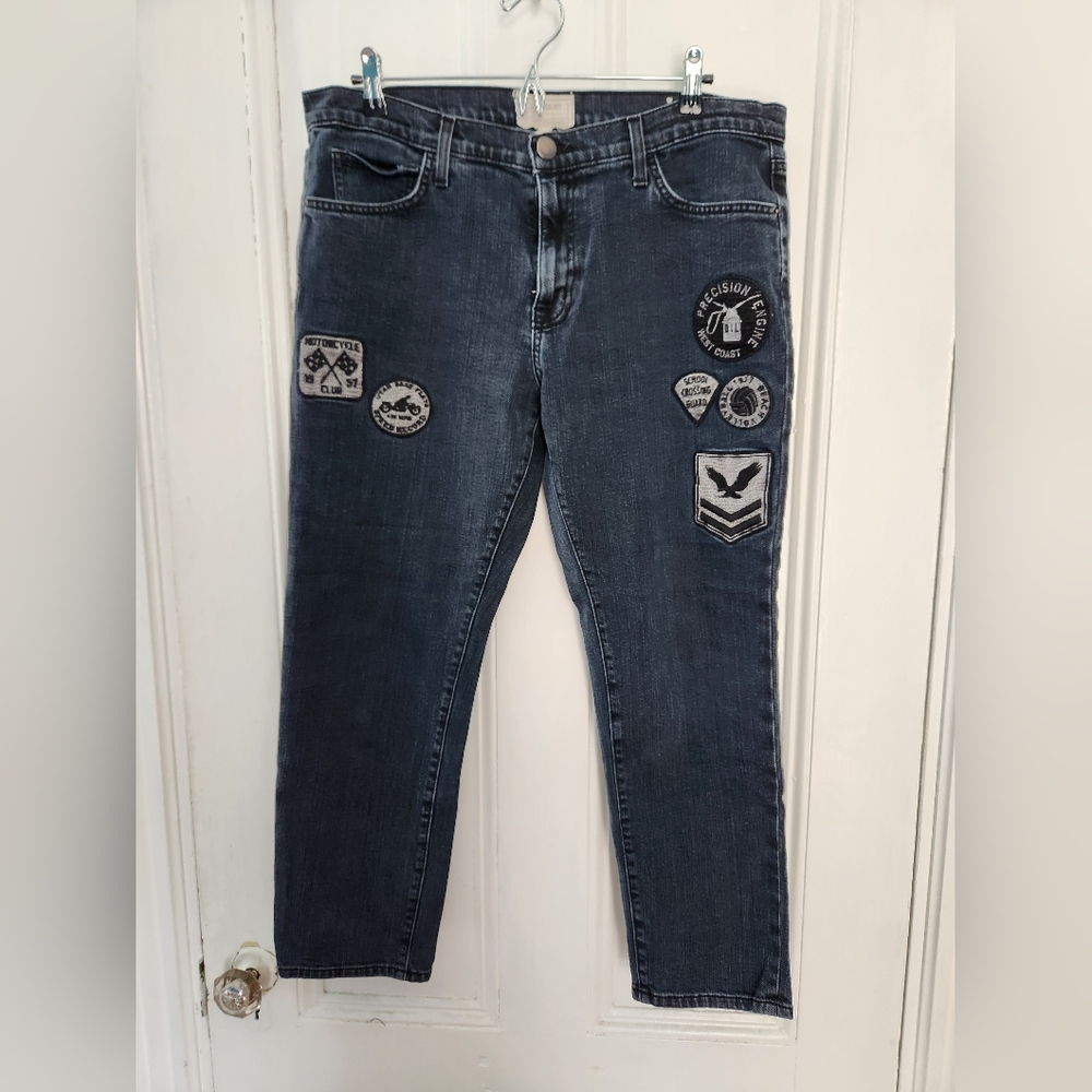 Current/Elliott The Fling cropped jeans with patches